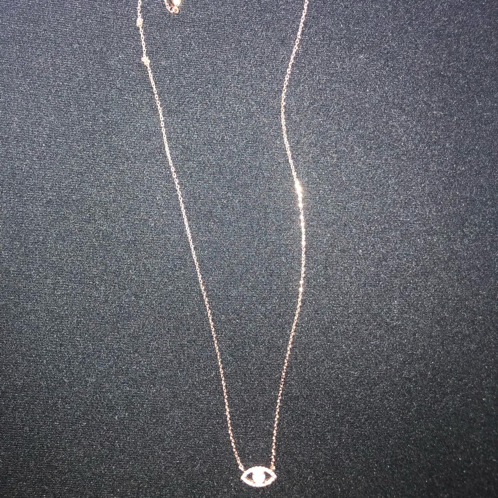 Opal middle stone evil eye necklace rose gold